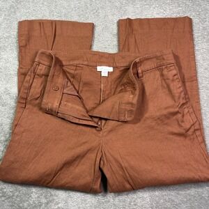 J.Jill Linen Blend Stretch Cropped Pants Women's Size 10 Petite Copper Terracota